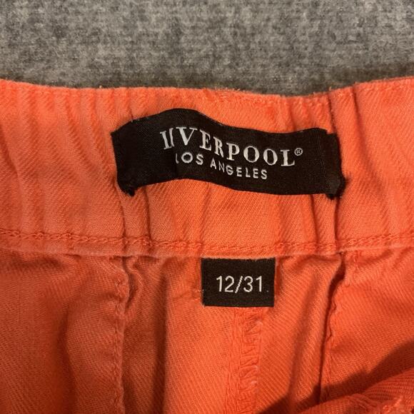 Liverpool Shorts Womens 12/31 Linen Hot Coral High Rise Stretch Beach Coastal‎ - Picture 2 of 9